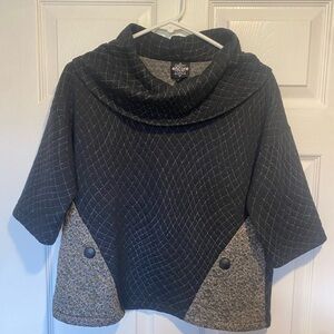 Creations Encore Women’s Quilted Cowl Neck Top – Textured Patchwork , Size 6